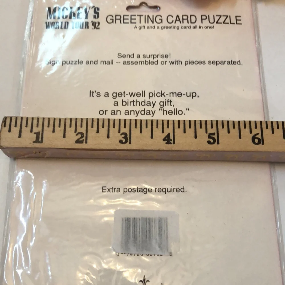 Mickeys World Tour 92’ Card Puzzle Mickey Mouse Birthday Card VTG DISNEY